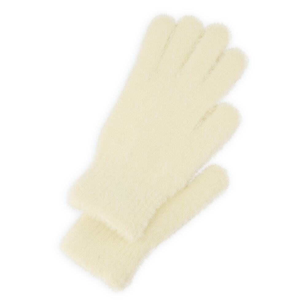 New Ivory Solid Eyelash Knit Gloves Mittens Winter Soft Fuzzy Off White Cream